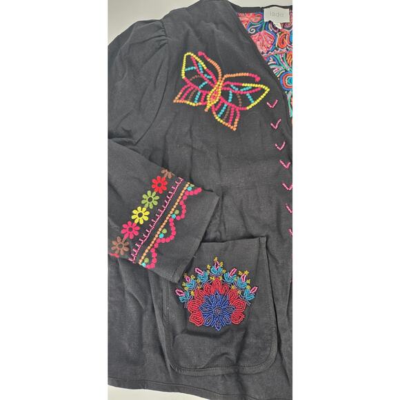 Johnny Was Embroiderer Butterfly Linen Blend Jacket Carmina Bolero Womens XL - Picture 5 of 8